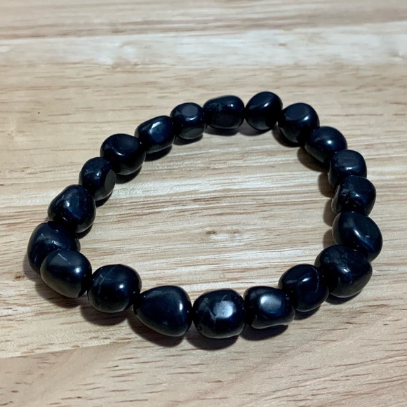 Shungite Necklace & 10mm Bead Stretch Bracelet Set - Picture 5 of 7